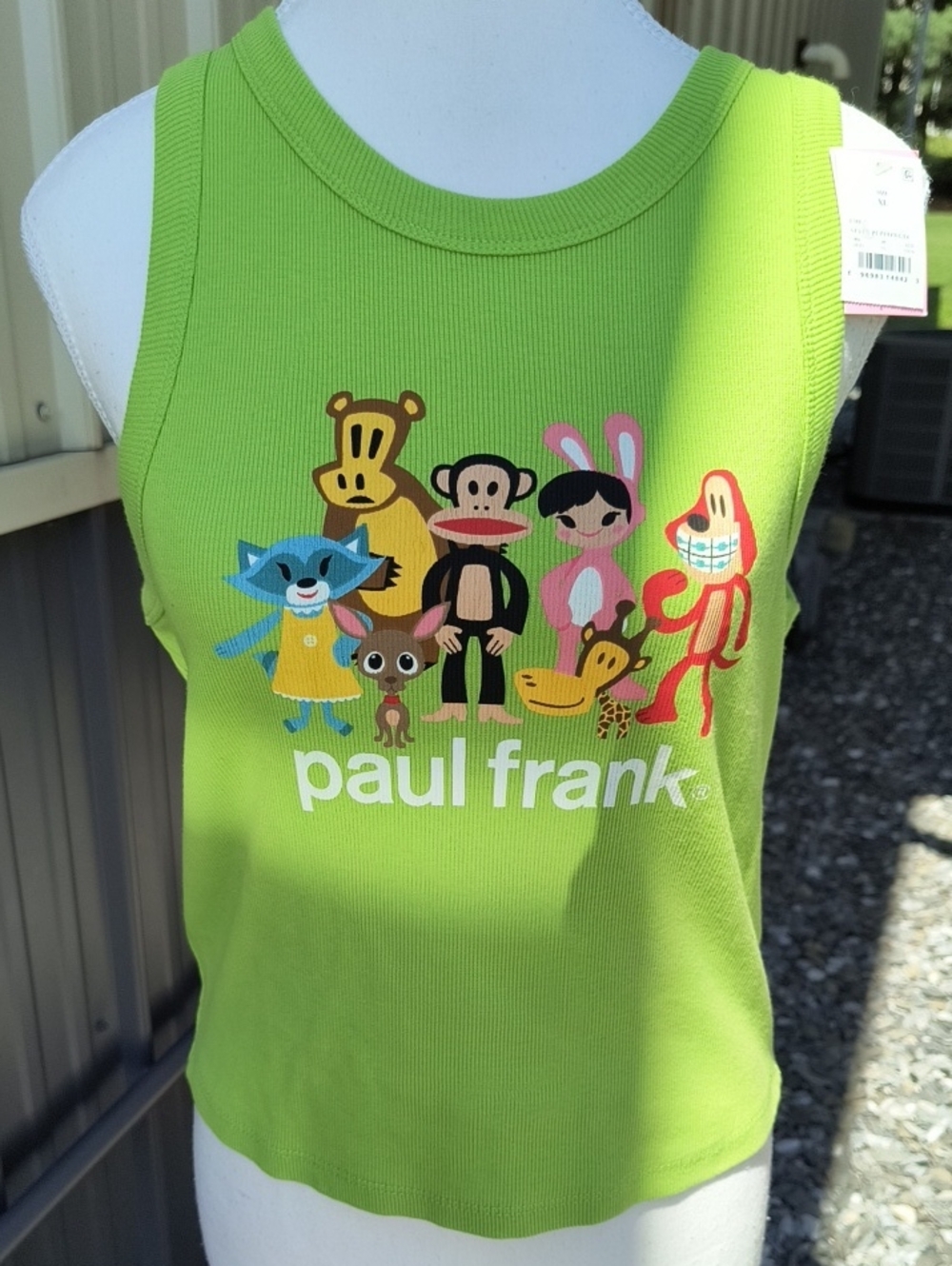 Paul Frank Lime Green Kids Tank Top with Character Print, Girls XL